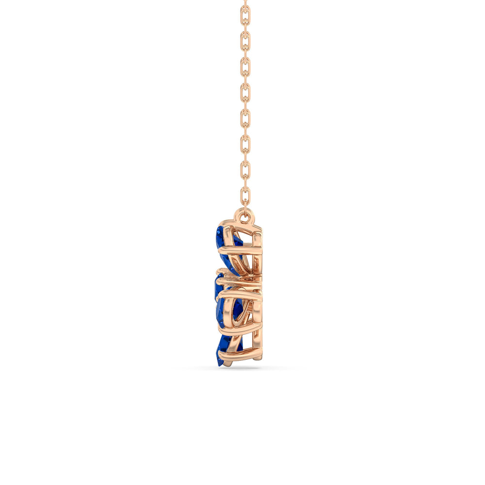 Sapphire and Diamond Daisy Necklace with 14KT Rose Gold Cut Diamond in 14KT Rose Gold view 3
