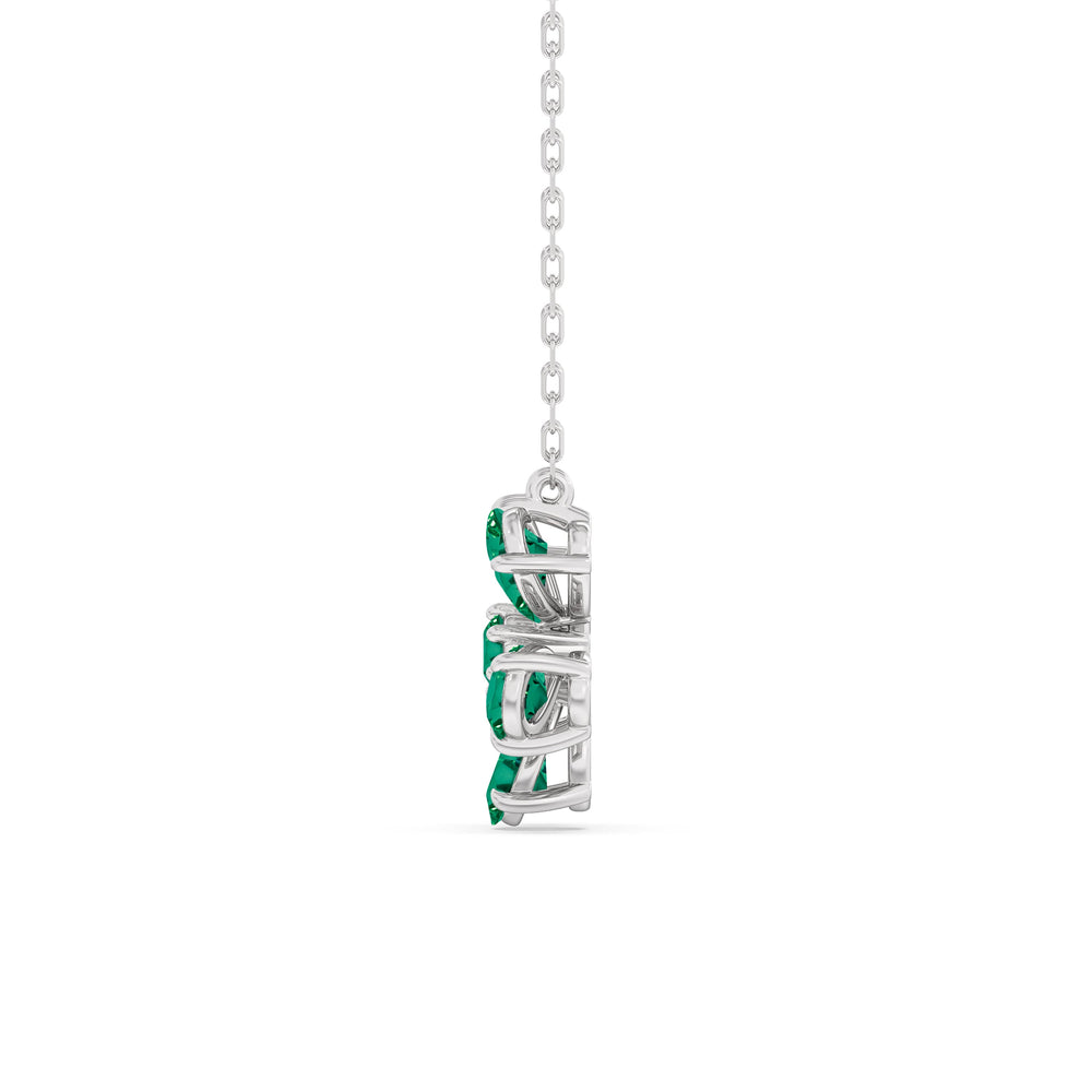 Emerald and Diamond Daisy Necklace with 14KT White Gold Cut Diamond in 14KT White Gold view 3
