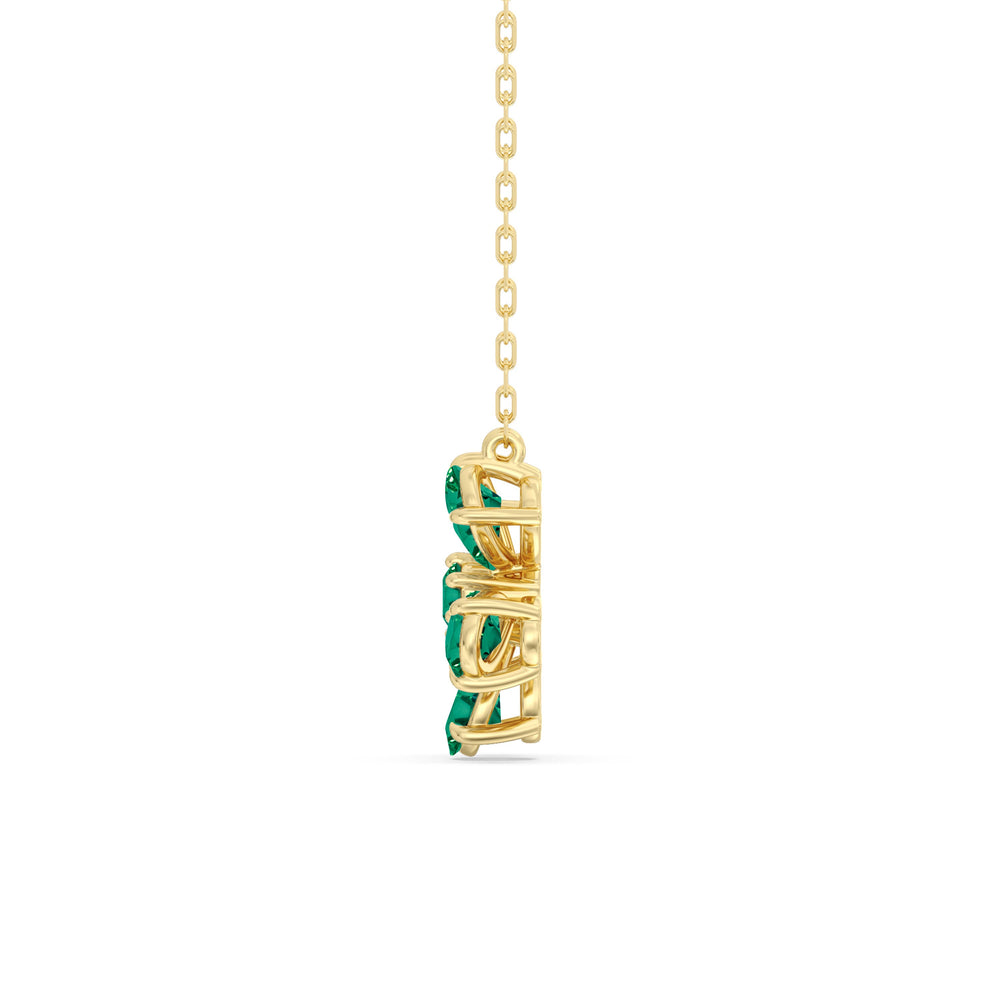 Emerald and Diamond Daisy Necklace with 14KT Yellow Gold Cut Diamond in 14KT Yellow Gold view 3
