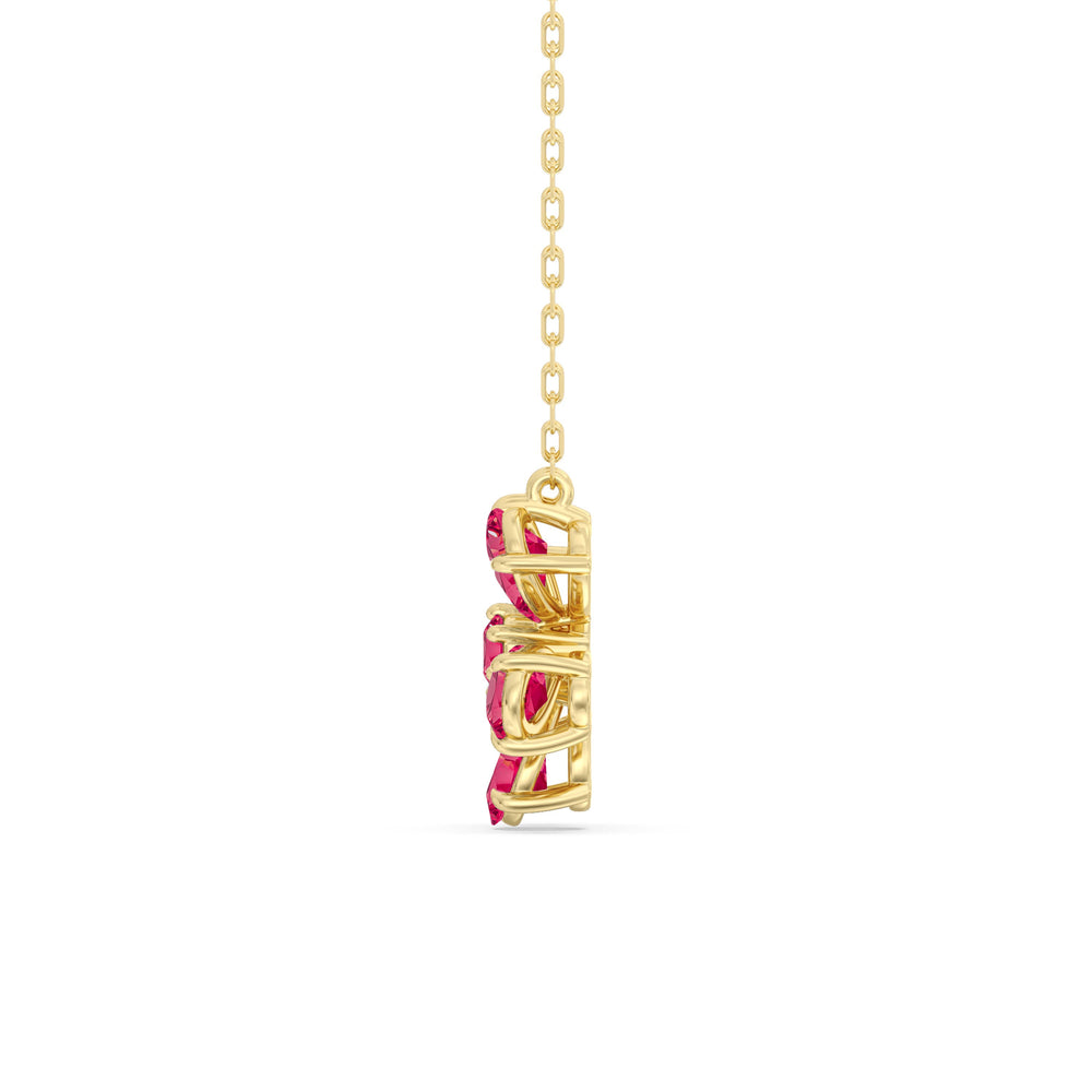 Ruby and Diamond Daisy Necklace with 14KT Yellow Gold Cut Diamond in 14KT Yellow Gold view 3
