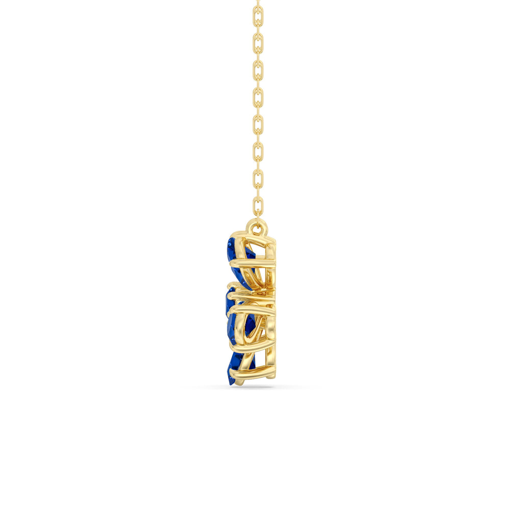 Sapphire and Diamond Daisy Necklace with 14KT Yellow Gold Cut Diamond in 14KT Yellow Gold view 3

