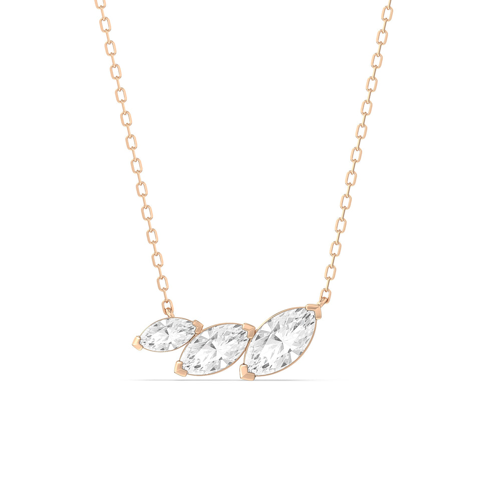 Trilogy Marquise Diamond Necklace with 14KT Rose Gold / Lab / 1 1/2 Cut Diamond in 14KT Rose Gold / Lab / 1 1/2 view 1
