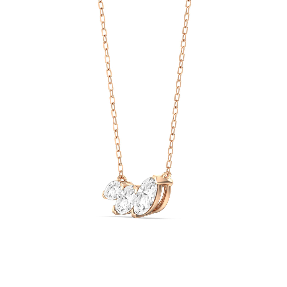 Trilogy Marquise Diamond Necklace with 14KT Rose Gold / Lab / 1 1/2 Cut Diamond in 14KT Rose Gold / Lab / 1 1/2 view 2
