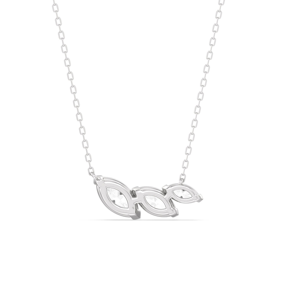 Trilogy Marquise Diamond Necklace with 14KT White Gold / Lab / 1 1/2 Cut Diamond in 14KT White Gold / Lab / 1 1/2 view 6
