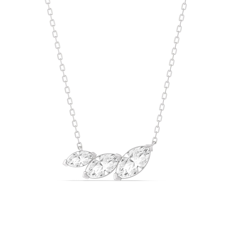 Trilogy Marquise Diamond Necklace with 14KT White Gold / Lab / 1 1/2 Cut Diamond in 14KT White Gold / Lab / 1 1/2 view 1

