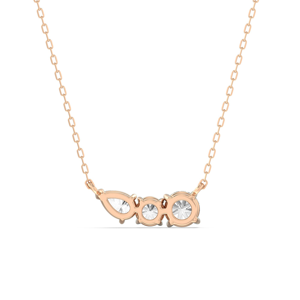 Trio Pear Cluster Necklace with 14KT Rose Gold / Lab / 1 1/2 Cut Diamond in 14KT Rose Gold / Lab / 1 1/2 view 6
