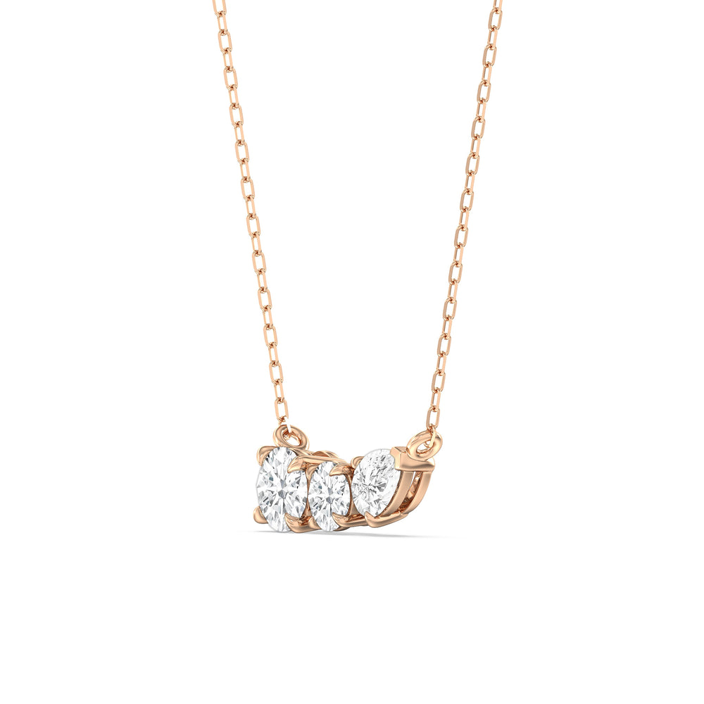 Trio Pear Cluster Necklace with 14KT Rose Gold / Lab / 1 1/2 Cut Diamond in 14KT Rose Gold / Lab / 1 1/2 view 2
