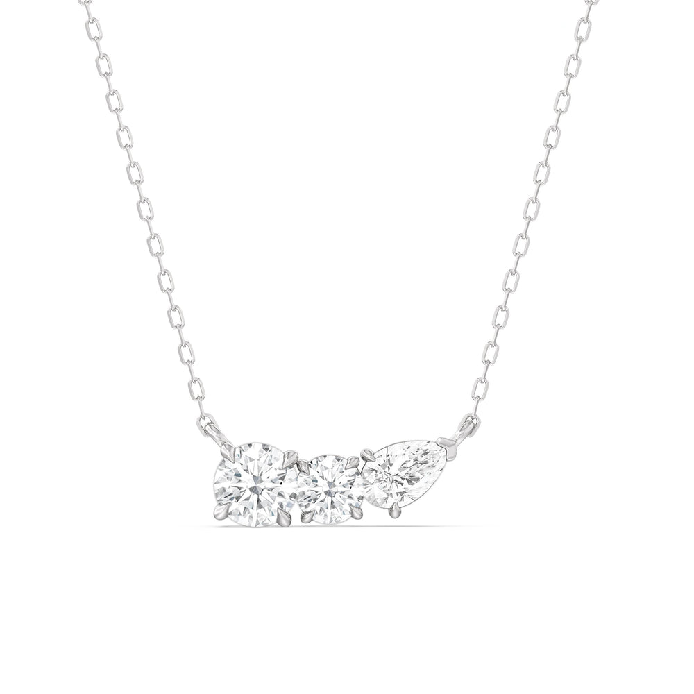 Trio Pear Cluster Necklace with 14KT White Gold / Lab / 1 1/2 Cut Diamond in 14KT White Gold / Lab / 1 1/2 view 1
