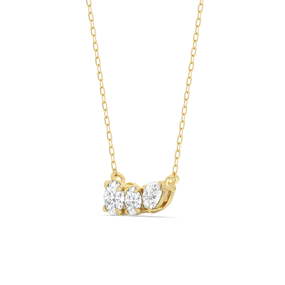 Trio Pear Cluster Necklace with 14KT Yellow Gold / Lab / 1 1/2 Cut Diamond in 14KT Yellow Gold / Lab / 1 1/2 view 2
