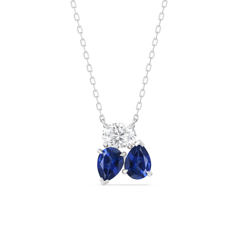 Sapphire And Diamond Mixed Shape Cluster Necklace