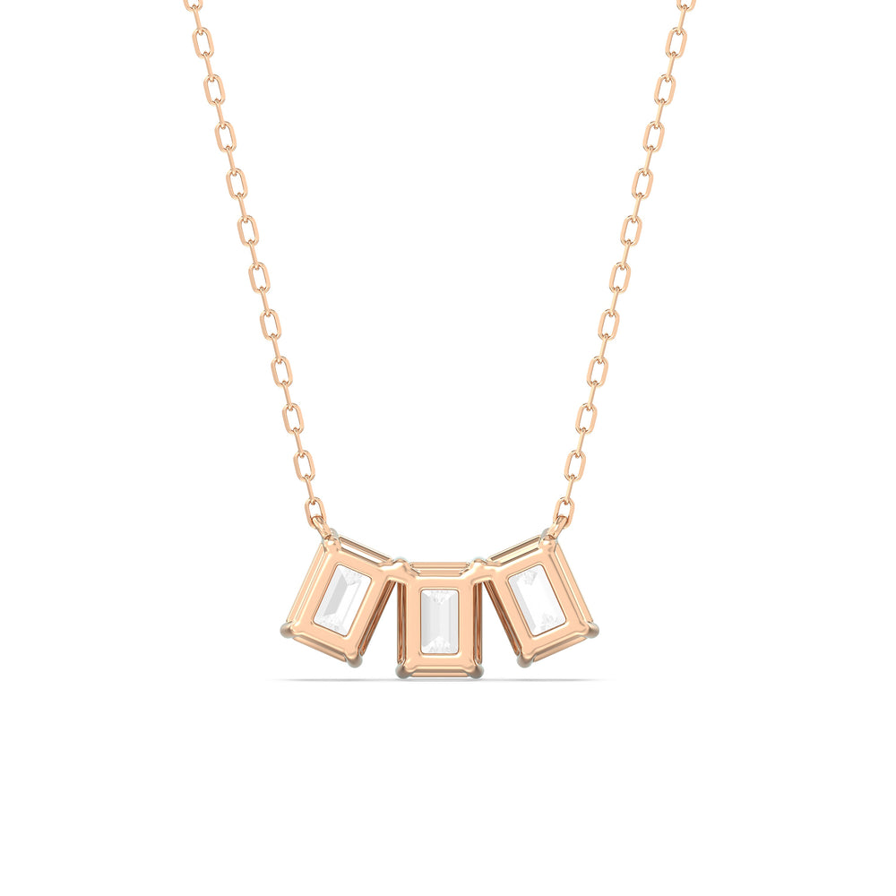 Trio Emerald Cluster Necklace with 14KT Rose Gold / Lab / 2 1/4 Cut Diamond in 14KT Rose Gold / Lab / 2 1/4 view 6
