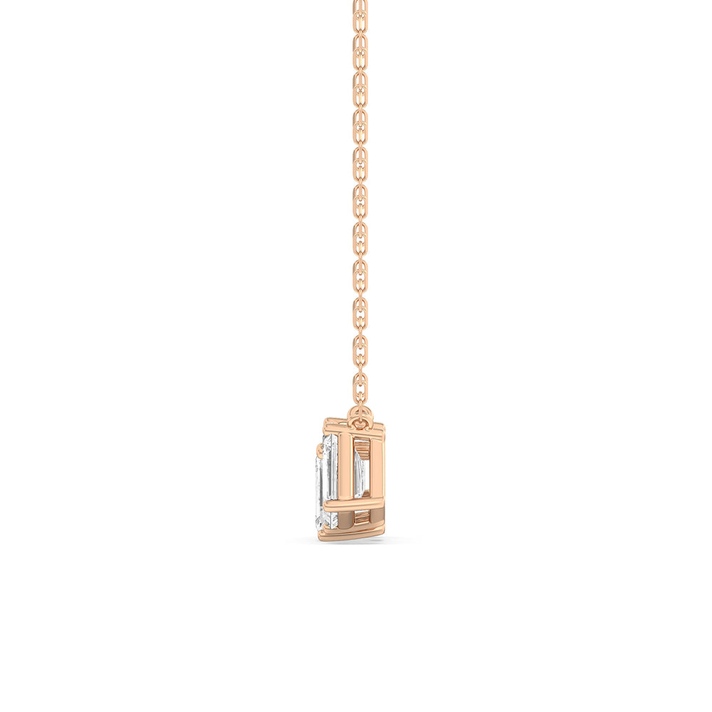 Trio Emerald Cluster Necklace with 14KT Rose Gold / Lab / 2 1/4 Cut Diamond in 14KT Rose Gold / Lab / 2 1/4 view 5
