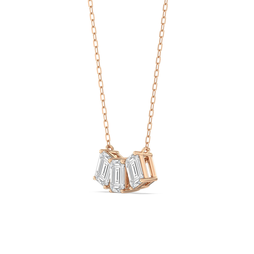 Trio Emerald Cluster Necklace with 14KT Rose Gold / Lab / 2 1/4 Cut Diamond in 14KT Rose Gold / Lab / 2 1/4 view 2
