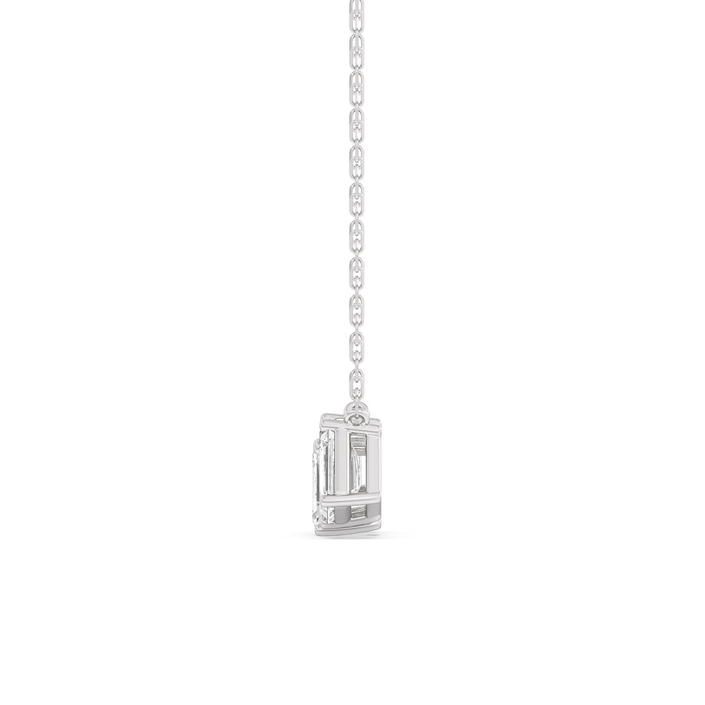 Trio Emerald Cluster Necklace with 14KT White Gold / Lab / 2 1/4 Cut Diamond in 14KT White Gold / Lab / 2 1/4 view 5
