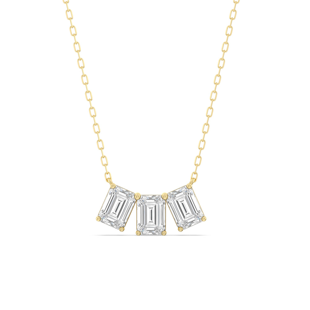 Trio Emerald Cluster Necklace with 14KT Yellow Gold / Lab / 2 1/4 Cut Diamond in 14KT Yellow Gold / Lab / 2 1/4 view 1
