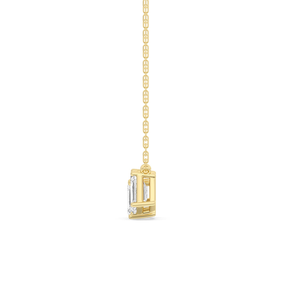 Trio Emerald Cluster Necklace with 14KT Yellow Gold / Lab / 2 1/4 Cut Diamond in 14KT Yellow Gold / Lab / 2 1/4 view 5
