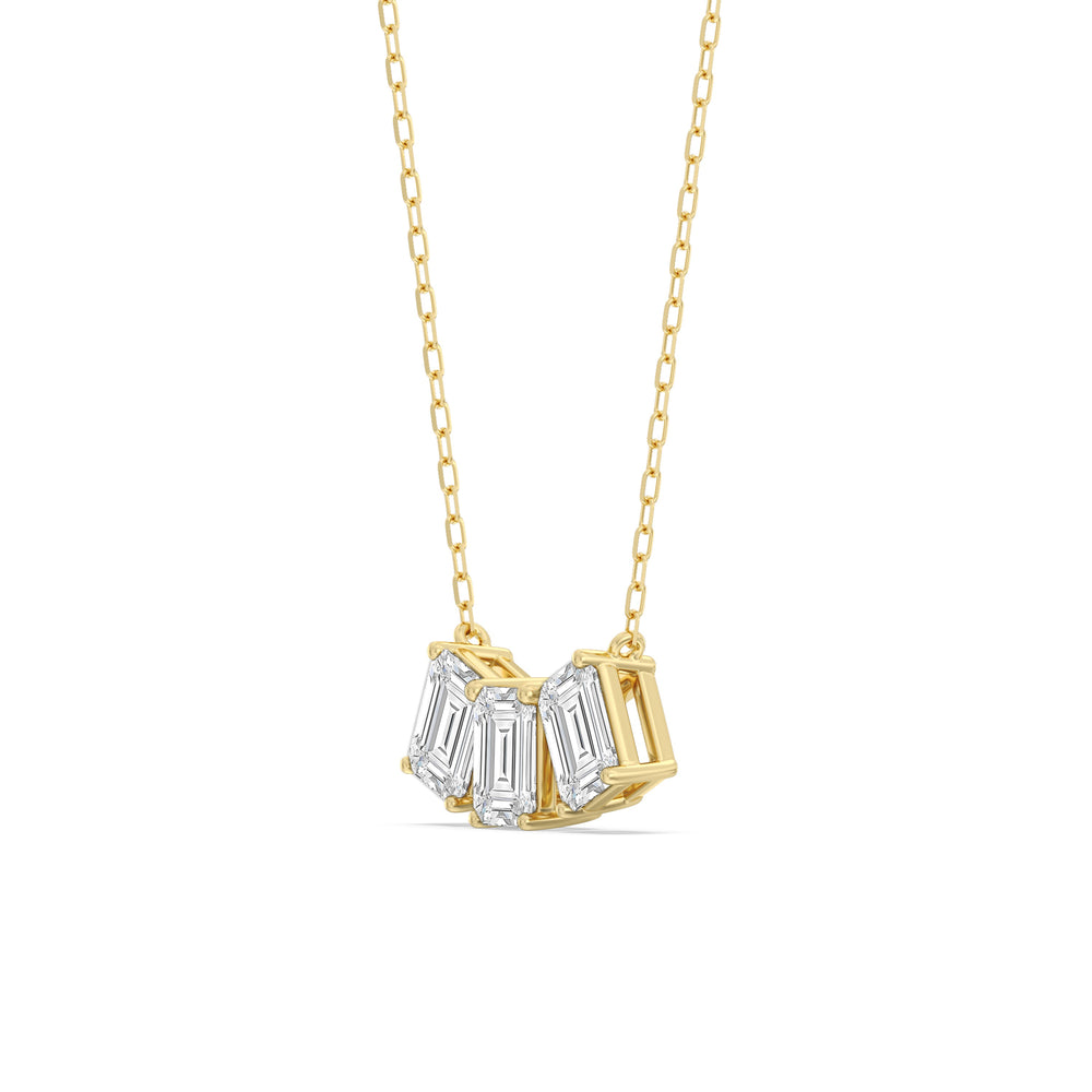 Trio Emerald Cluster Necklace with 14KT Yellow Gold / Lab / 2 1/4 Cut Diamond in 14KT Yellow Gold / Lab / 2 1/4 view 2
