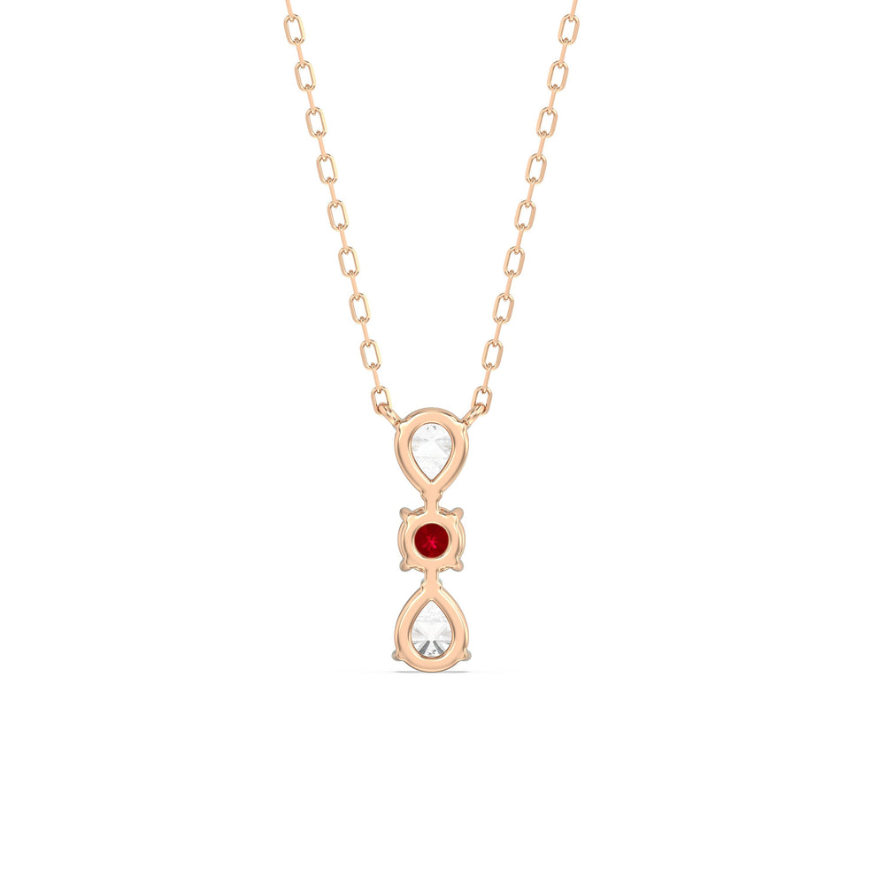 Ruby and Diamond Shimmering Cascade Necklace with 14KT Rose Gold Cut Diamond in 14KT Rose Gold view 4
