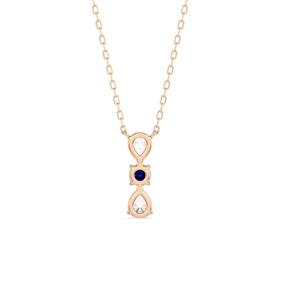 Sapphire and Diamond Shimmering Cascade Necklace with 14KT Rose Gold Cut Diamond in 14KT Rose Gold view 4
