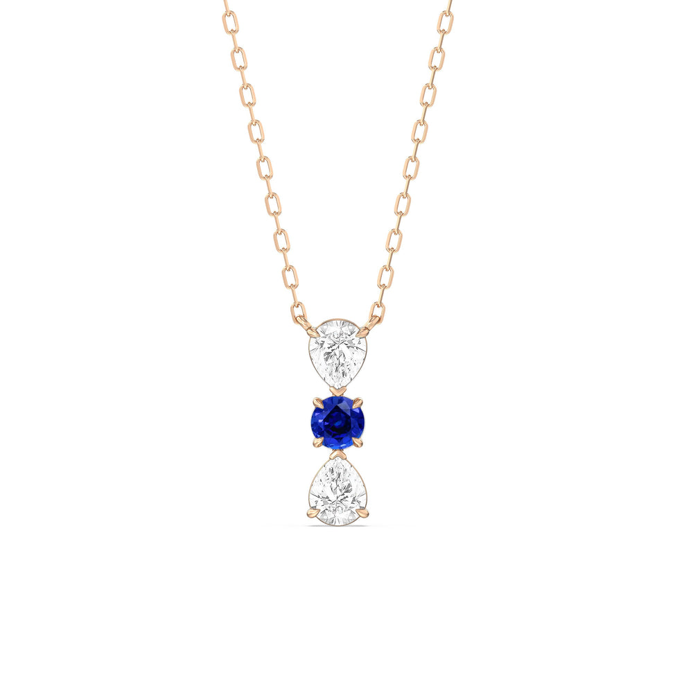 Sapphire and Diamond Shimmering Cascade Necklace with 14KT Rose Gold Cut Diamond in 14KT Rose Gold view 1
