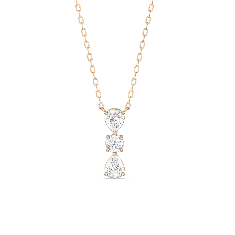 Shimmering Cascade Diamond Necklace with 14KT Rose Gold / Lab / 3/4 Cut Diamond in 14KT Rose Gold / Lab / 3/4 view 1
