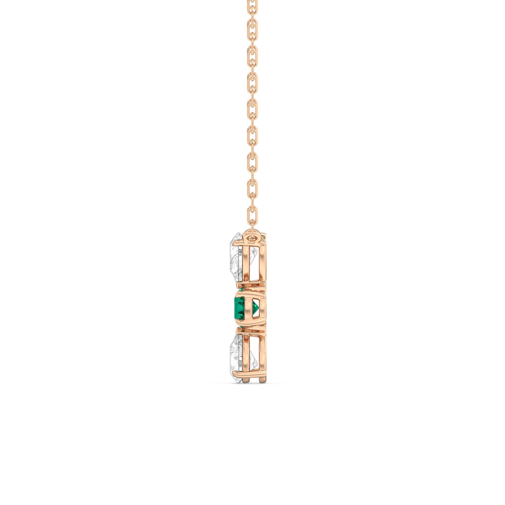 Emerald and Diamond Shimmering Cascade Necklace with 14KT Rose Gold Cut Diamond in 14KT Rose Gold view 3
