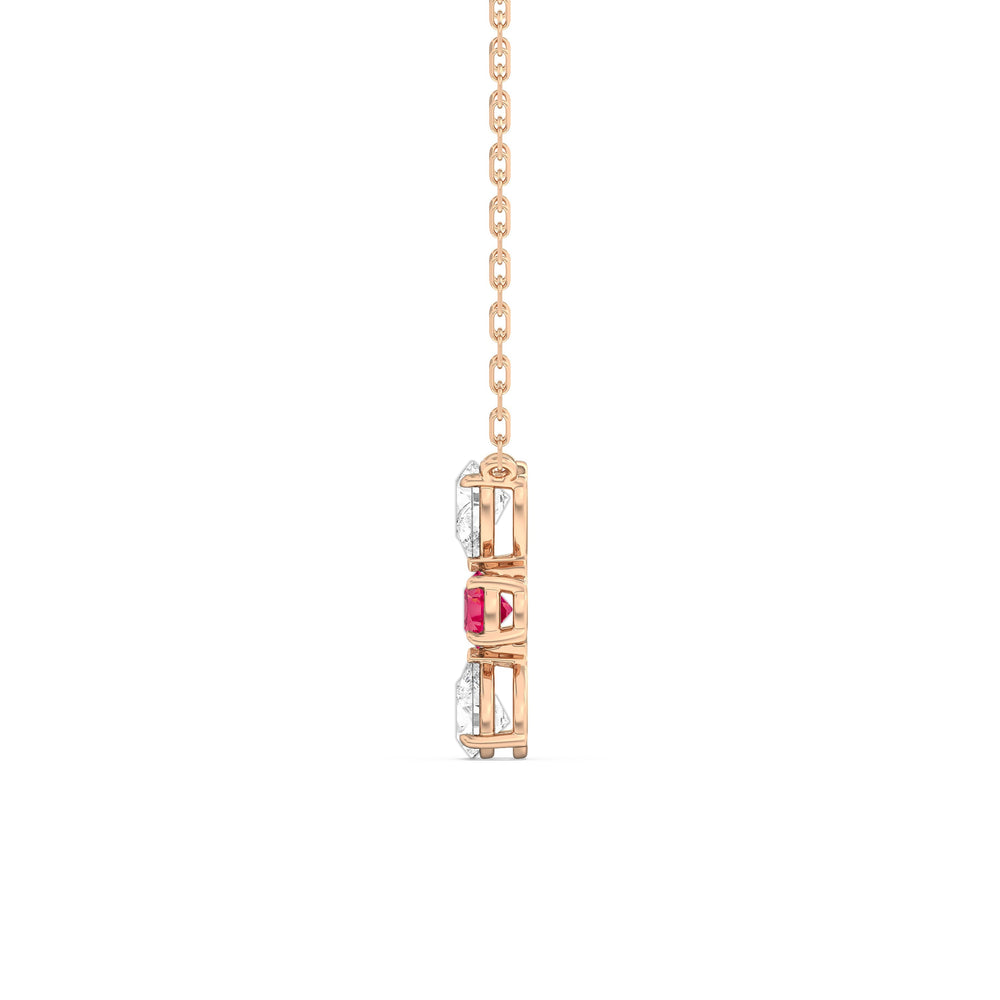 Ruby and Diamond Shimmering Cascade Necklace with 14KT Rose Gold Cut Diamond in 14KT Rose Gold view 3
