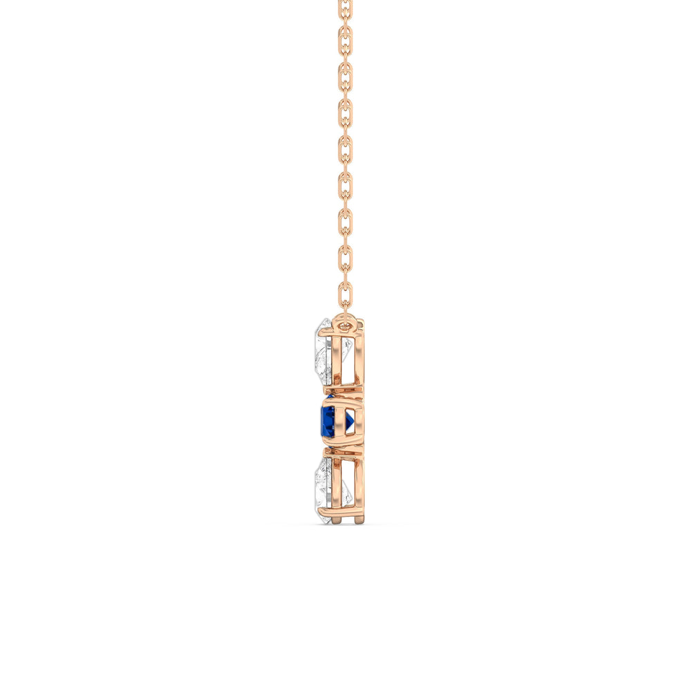 Sapphire and Diamond Shimmering Cascade Necklace with 14KT Rose Gold Cut Diamond in 14KT Rose Gold view 3
