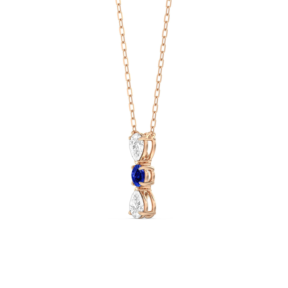 Sapphire and Diamond Shimmering Cascade Necklace with 14KT Rose Gold Cut Diamond in 14KT Rose Gold view 2
