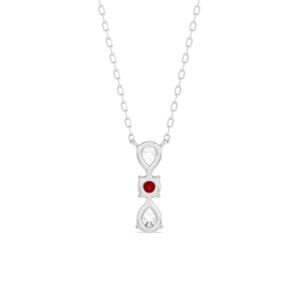Ruby and Diamond Shimmering Cascade Necklace with 14KT White Gold Cut Diamond in 14KT White Gold view 4
