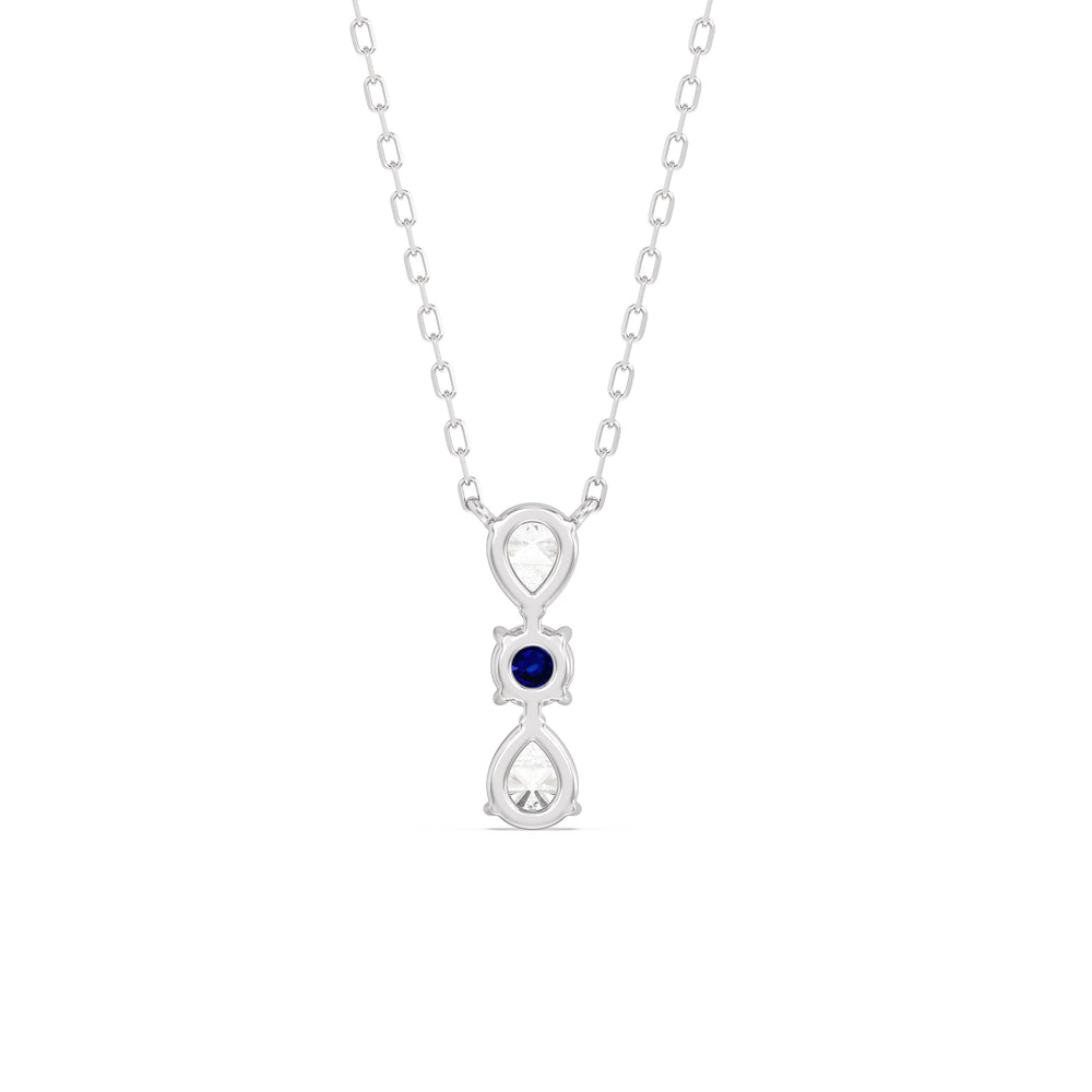 Sapphire and Diamond Shimmering Cascade Necklace with 14KT White Gold Cut Diamond in 14KT White Gold view 4
