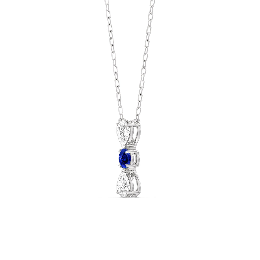 Sapphire and Diamond Shimmering Cascade Necklace with 14KT White Gold Cut Diamond in 14KT White Gold view 2
