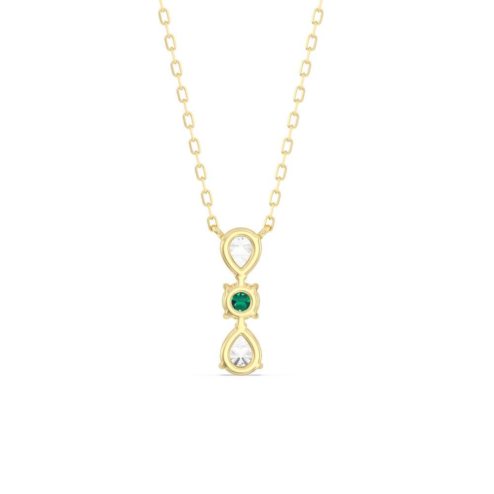 Emerald and Diamond Shimmering Cascade Necklace with 14KT Yellow Gold Cut Diamond in 14KT Yellow Gold view 4
