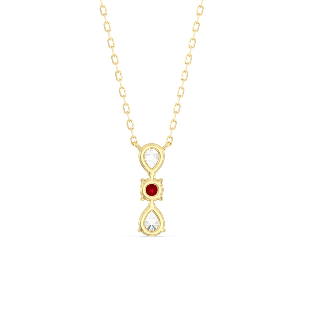 Ruby and Diamond Shimmering Cascade Necklace with 14KT Yellow Gold Cut Diamond in 14KT Yellow Gold view 4
