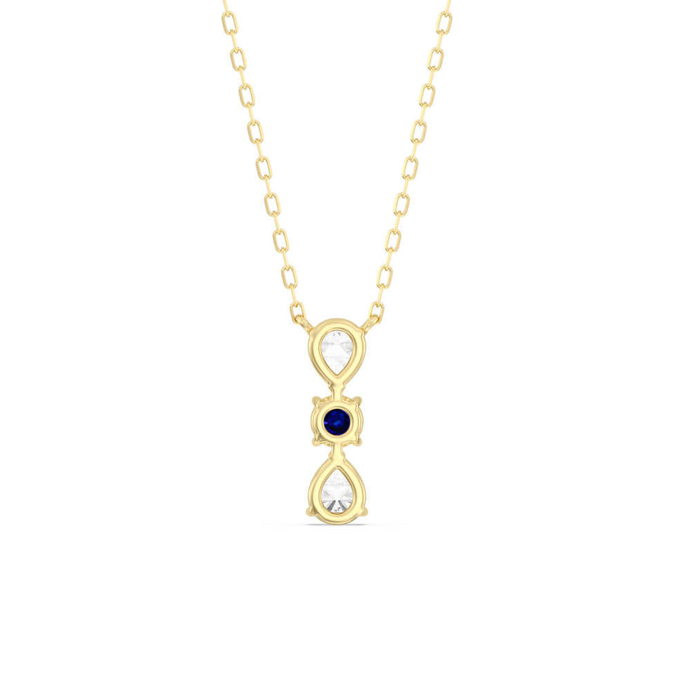 Sapphire and Diamond Shimmering Cascade Necklace with 14KT Yellow Gold Cut Diamond in 14KT Yellow Gold view 4
