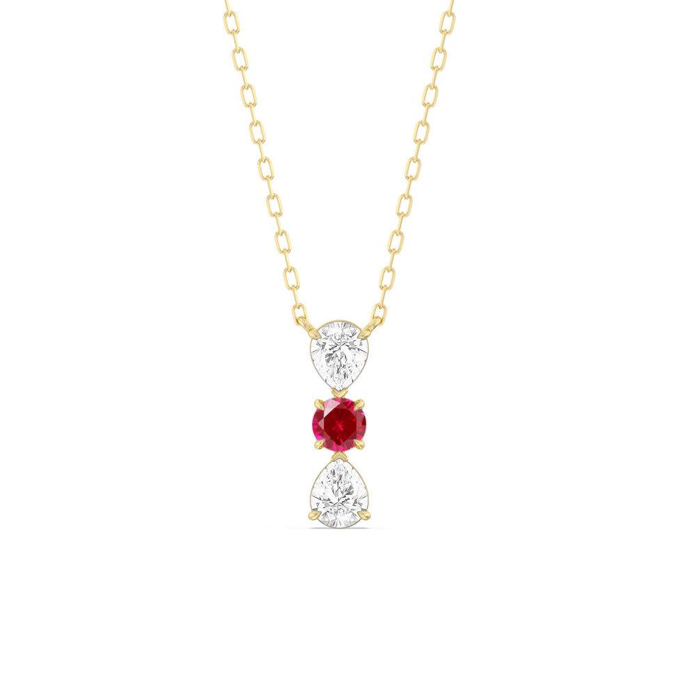 Ruby and Diamond Shimmering Cascade Necklace with 14KT Yellow Gold Cut Diamond in 14KT Yellow Gold view 1
