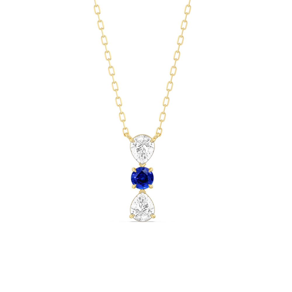 Sapphire and Diamond Shimmering Cascade Necklace with 14KT Yellow Gold Cut Diamond in 14KT Yellow Gold view 1
