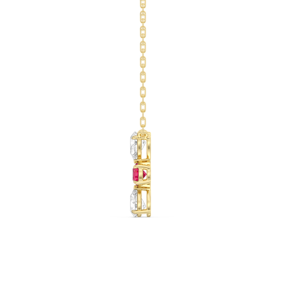 Ruby and Diamond Shimmering Cascade Necklace with 14KT Yellow Gold Cut Diamond in 14KT Yellow Gold view 3
