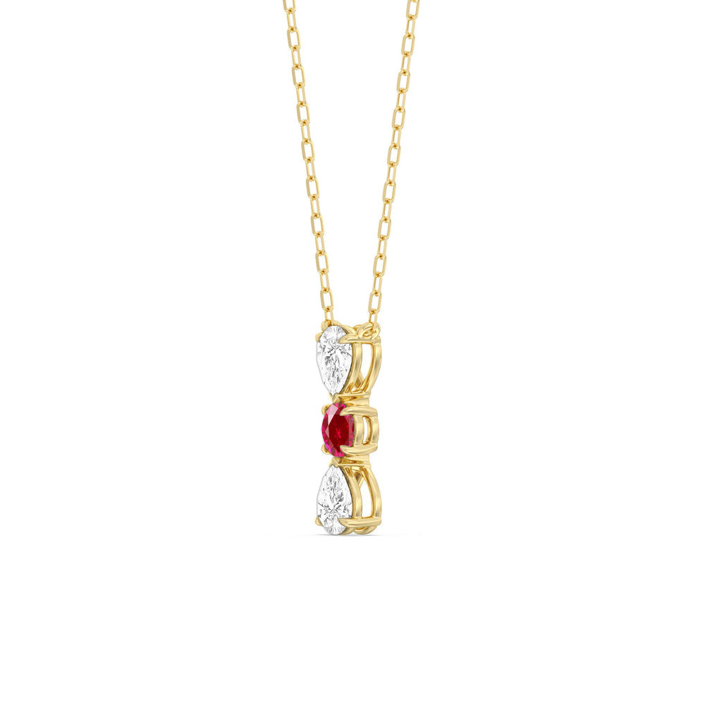 Ruby and Diamond Shimmering Cascade Necklace with 14KT Yellow Gold Cut Diamond in 14KT Yellow Gold view 2
