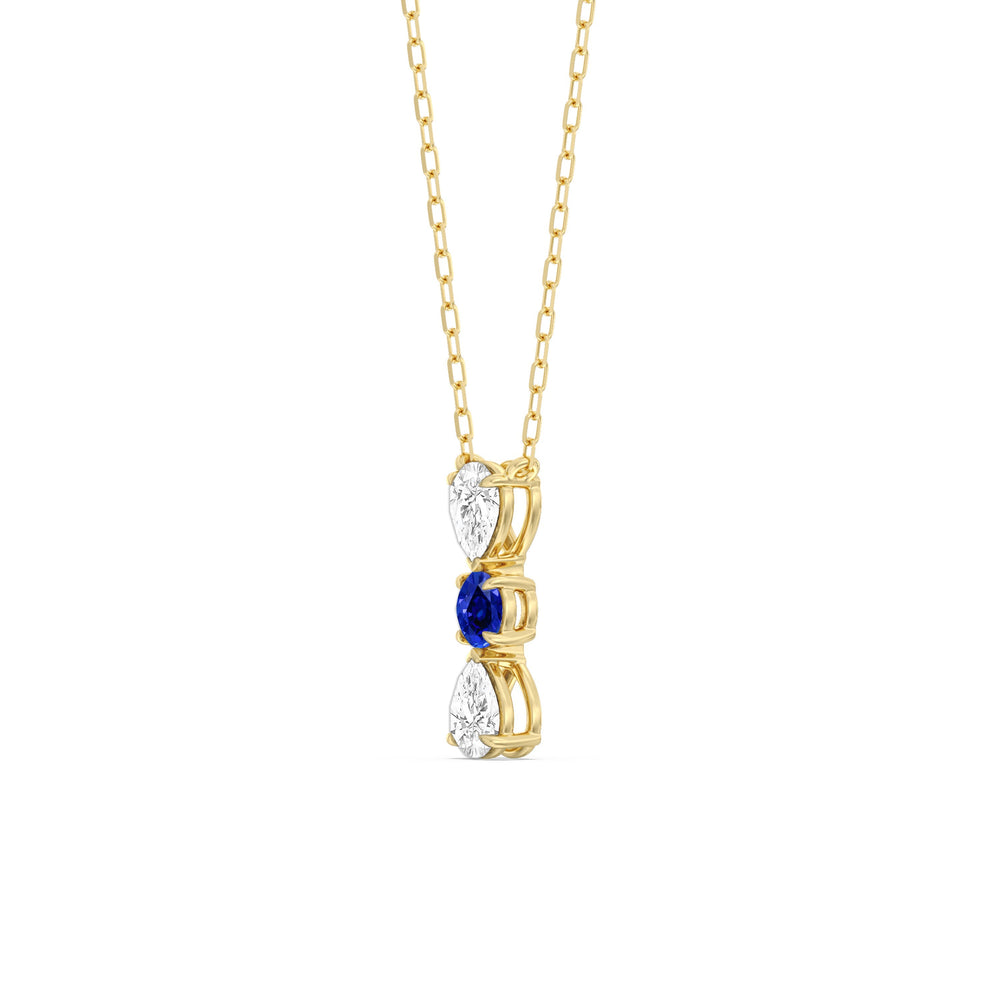 Sapphire and Diamond Shimmering Cascade Necklace with 14KT Yellow Gold Cut Diamond in 14KT Yellow Gold view 2
