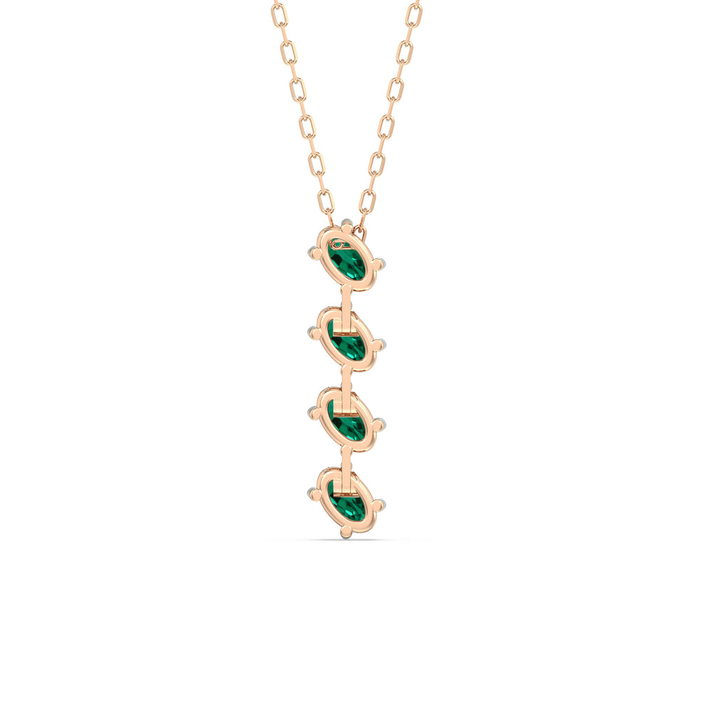 Emerald Cascade Necklace with 14KT Rose Gold Cut Diamond in 14KT Rose Gold view 4
