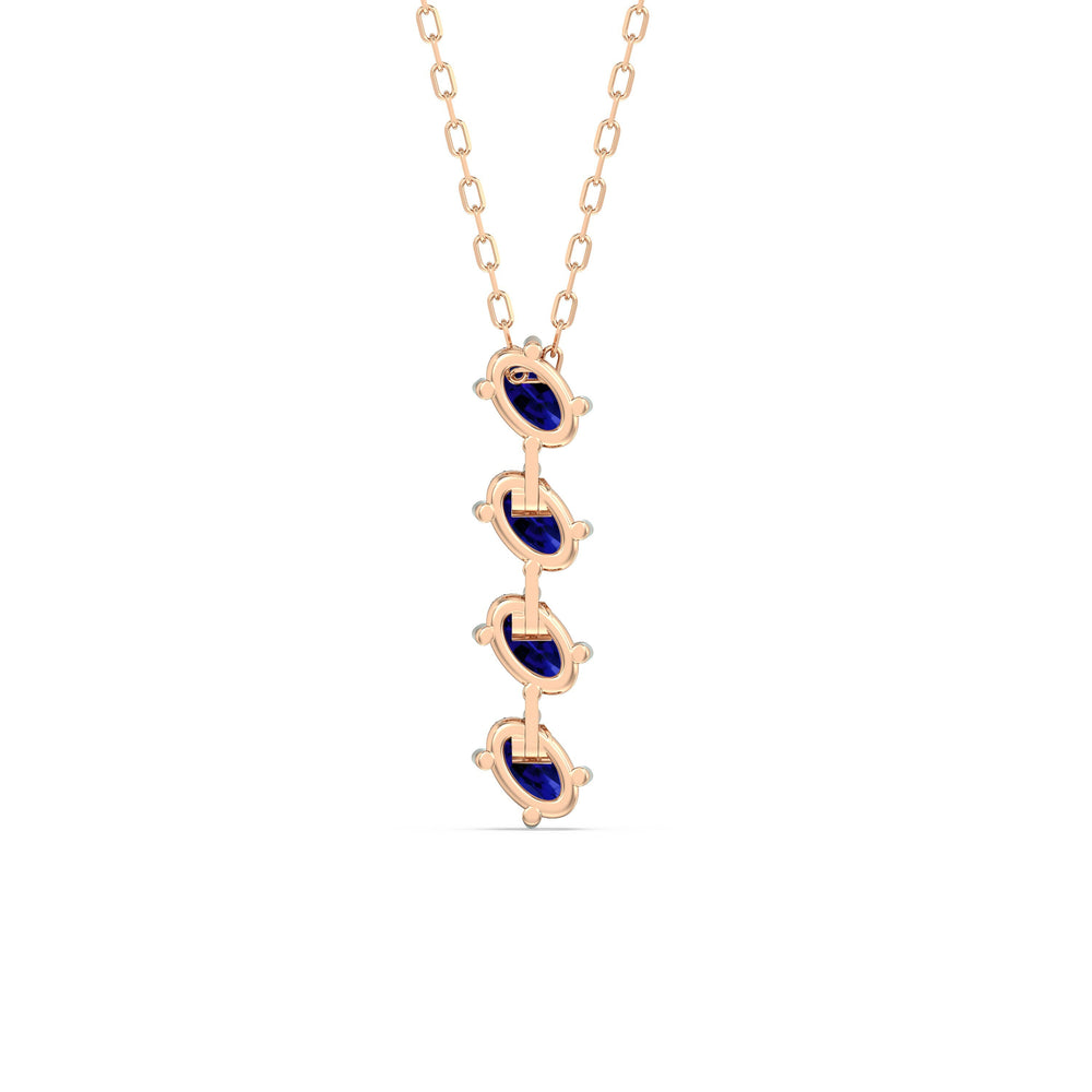 Sapphire Cascade Necklace with 14KT Rose Gold Cut Diamond in 14KT Rose Gold view 4
