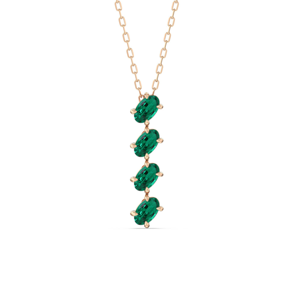 Emerald Cascade Necklace with 14KT Rose Gold Cut Diamond in 14KT Rose Gold view 1
