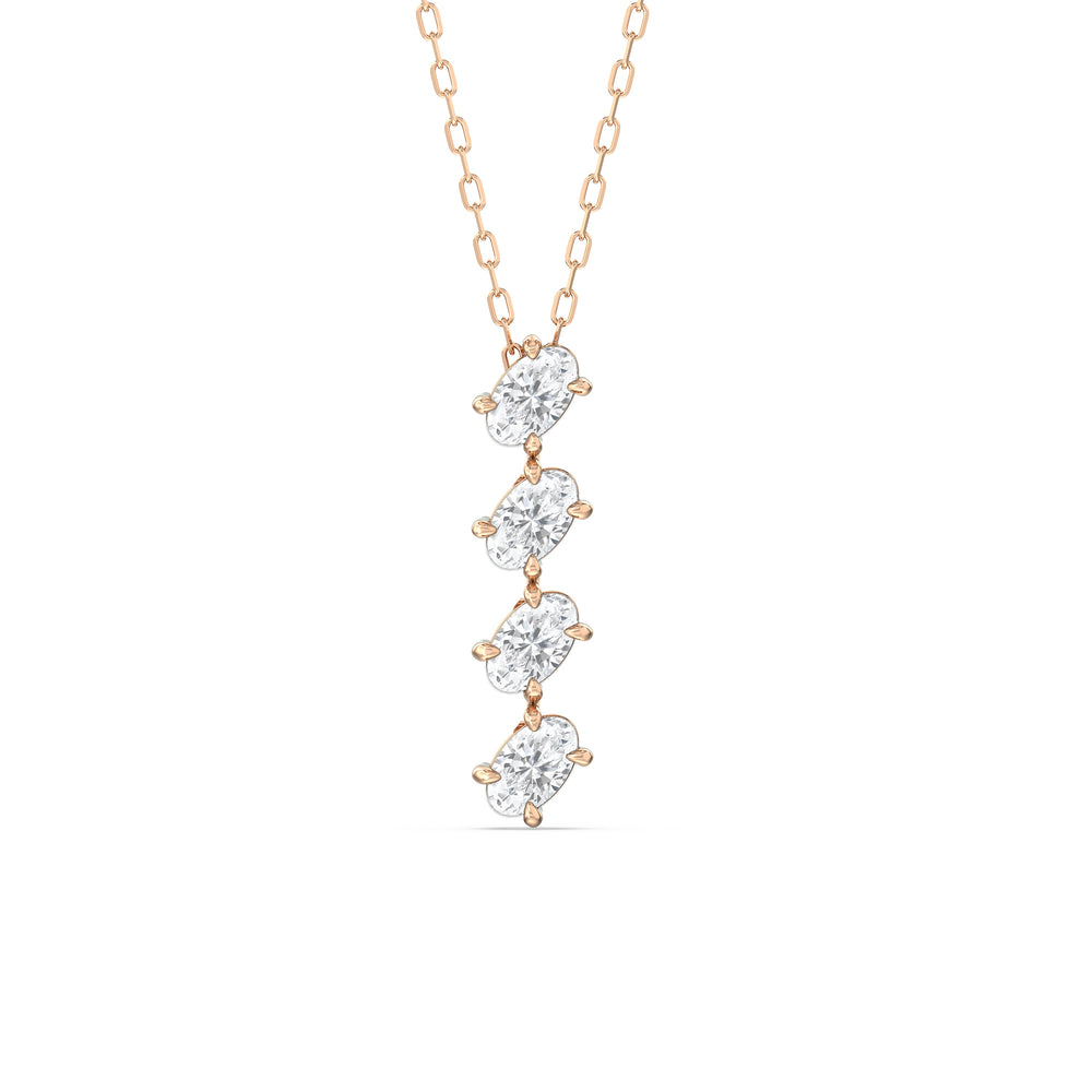 Cascade Diamond Necklace with 14KT Rose Gold / Lab / 1 Cut Diamond in 14KT Rose Gold / Lab / 1 view 1
