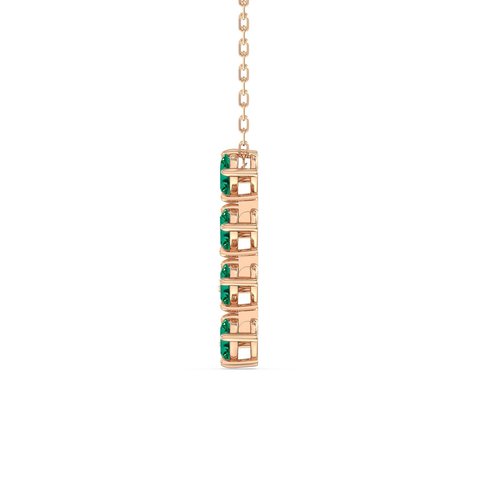 Emerald Cascade Necklace with 14KT Rose Gold Cut Diamond in 14KT Rose Gold view 3
