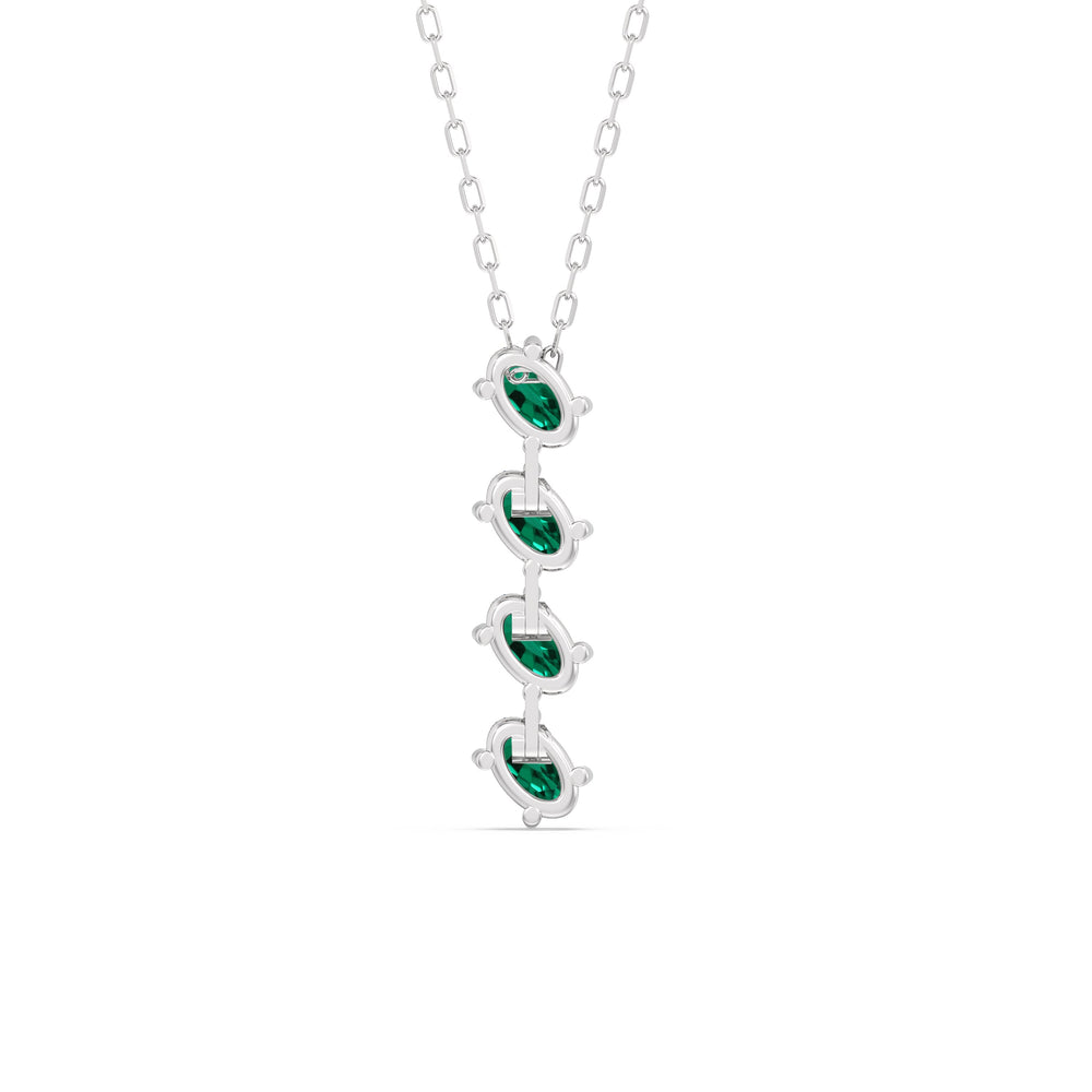 Emerald Cascade Necklace with 14KT White Gold Cut Diamond in 14KT White Gold view 4
