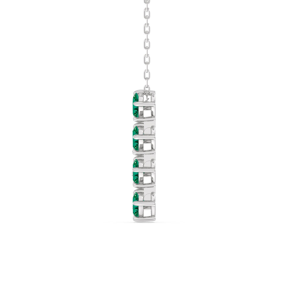 Emerald Cascade Necklace with 14KT White Gold Cut Diamond in 14KT White Gold view 3
