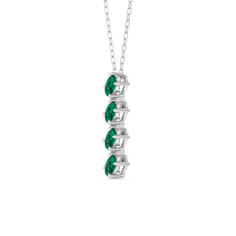 Emerald Cascade Necklace with 14KT White Gold Cut Diamond in 14KT White Gold view 2
