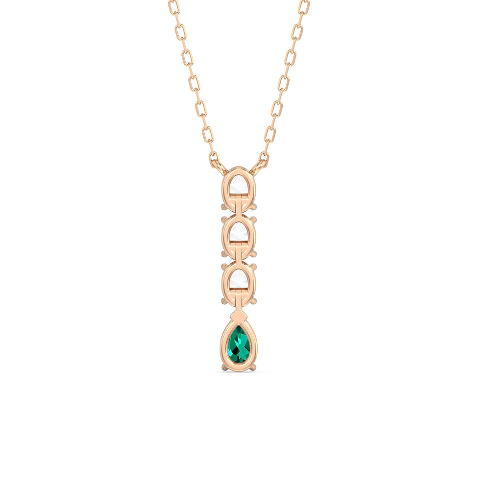 Emerald and Diamond Ethereal Elegance Necklace with 14KT Rose Gold Cut Diamond in 14KT Rose Gold view 4
