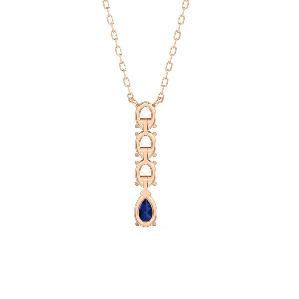 Sapphire and Diamond Ethereal Elegance Necklace with 14KT Rose Gold Cut Diamond in 14KT Rose Gold view 4
